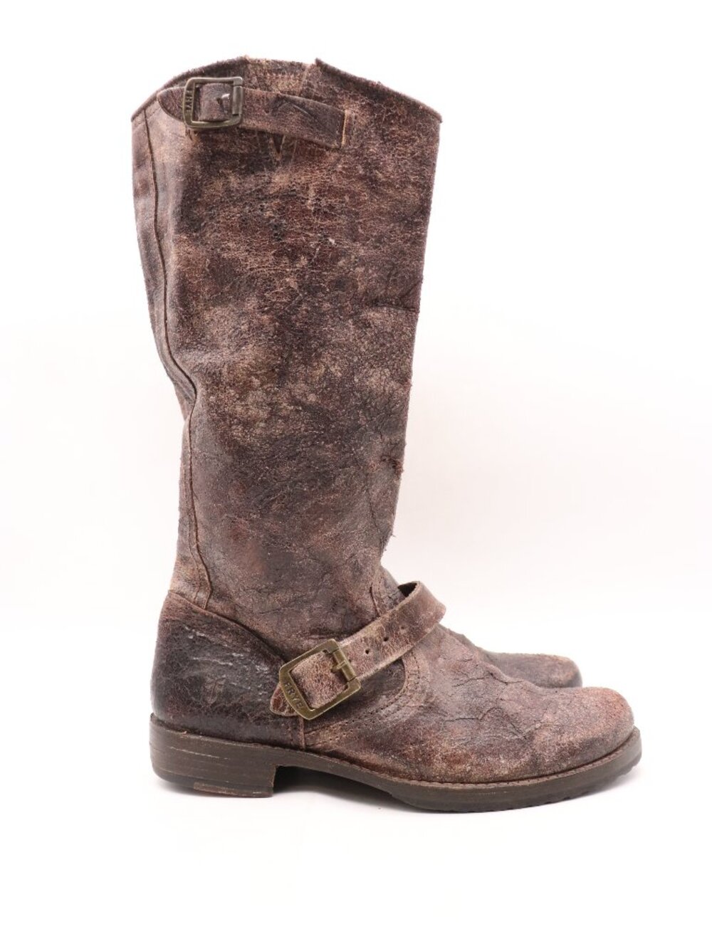 Frye Veronica Slouch Boots Women's 10 B Tall Cracked Brown Leather Riding Boots